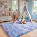 Ophanie Rainbow Purple Rug for Bedroom Girls, Unicorn Colorful Mermaid Fluffy Soft Cute Fuzzy Area Rugs, Shag Plush Shaggy 4x6 Furry Carpet for Kids Baby Teen Dorm Nursery Home Decor Aesthetic