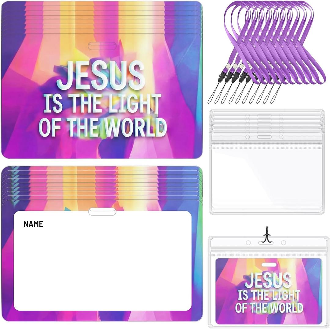 100 Sets 2026 VBS Name Tags Kit with Lanyard & Waterproof Card Holder, Writeable Name Badges for Church, Vacation Bible School, Summer Camp, and Group Activities