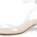 Ankis Black Nude White Red Women Sandals Comfortable Walking Strappy Open Toe Sandals for Women Dressy Summer 1 Inch Low block Heel Flat Adjustable Ankle Strap Wide Available Shoes 2025 (Clear, 10)