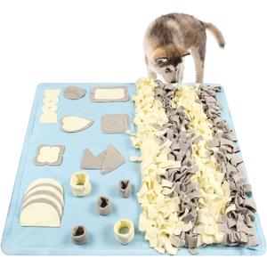 Snuffle Mat for Small Large Dogs (39.4" x 39.4") - Nosework Feeding, Easy to Fill, Machine Washable Training, Pet Activity/Toy/Play, Great for Stress Release - L & Blue