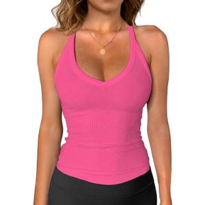 iGENJUN Workout Tops for Women Racerback Basic Tank Summer 2026 Camisole V Neck Slim Fit Ribbed Sleeveless, Size S