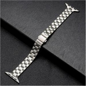 Fashion Metal Three-bead Strap for Watch Band 44mm 45 38 40 41 42 Ultra49mm Stainless Steel Band for iWatch 9 8 7 SE 6 5 4 (Silver)