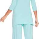 GYS Bamboo Viscose Capri Pajamas for Women Set, Soft 3/4 Sleeve Sleepwear (Blue, S)