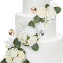 Flower Cake Toppers Wedding - 23 Pcs Rustic White Flowers Toppers with Pearls for Bridal Shower Engagement Cake Decorations, Flowers for Anniversary Birthday Cakes Decor