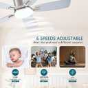 Ayaoty 42 Inch Low Profile Ceiling Fans with Lights and Remote, Flush Mount Modern Ceiling Fan, 3CCT Dimmable DC Ceiling Fan for Bedroom, Living Room, Brushed Nickel