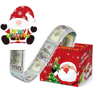 ALODNY Christmas Money Box for Cash Gift Pull, Surprise Money Gift Box with 100Pcs Transparent Bags, Funny Boxes for Cash Kids Adults