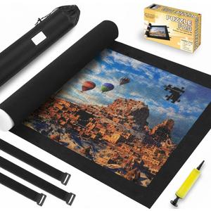 Jigsaw Puzzle Board Roll Up Mats Games Saver Portable Keeper Storage Magic Holder Matt Rollup 2000 1000 500 300 Pieces Accessories Christmas Ideas for Adults Toddler Teens Boys Girls New Home Gifts (Black)