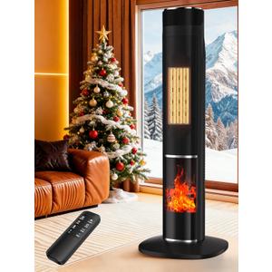 YEW Space Heater Large Room, 1500W Portable Tower Room Heaters with Thermostat and Remote, 24H Timer, 80Oscillation, Overheat&Tip-over Protection, Electric Ceramic Heater for Indoor Bedroom,Office (31IN)