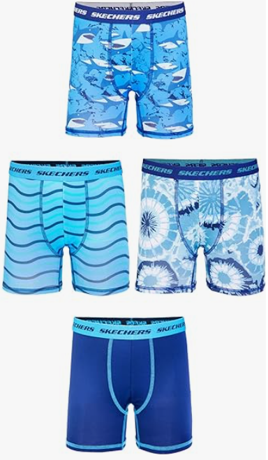 Skechers Boys 4pk Athletic Boxer Briefs with Unique Prints in Sizes 2/3t, 4, 6, 8 and 10Boxer Briefs 8