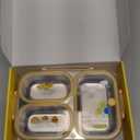 NUKied Stainless Steel Lunch Box for Kids & Adults, 3-Compartment Leak Proof Metal Bento Lunch Box with Fork & Spoon, 26.4 oz Airtight Food Storage Snack Container for School, Work, Travel (Yellow)