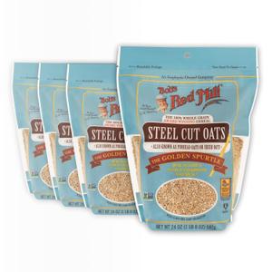 Bob's Red Mill Steel Cut Oats, 24oz (Pack of 4) - Non GMO, Whole Grain, Vegan, Kosher (Best By: 02/08/2028)