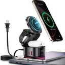 65W Charging Station for Multiple Devices, 5 in 1 Magnetic Wireless Charger Compatible with Magsafe Charger, GaN Foldable Fast Charging Stand