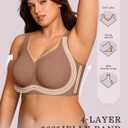 OEAK Womens Wireless Jelly Bra Plus Size Supportive Seamless Bras Full Coverage Push Up Comfortable No Underwire Tshirt Bras (Coffee, M)