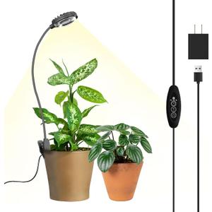 Grow Lights for Indoor Plants, Full Spectrum Plant Grow Lights, 4000K Pot Clip LED Plant Lamps for Indoor Growing with Auto Timer, 4 Dimmable Modes Clip on Light for Succulents 1 Pack