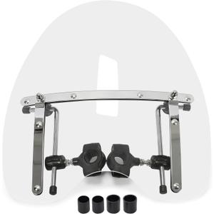 ECOTRIC Universal 18"x16" Clear Windshield Compatible With Harley Davidson, Honda, Kawasaki, Suzuki, Yamaha Motorcycle Transparent Windscreen With Chrome Standard Hardware
