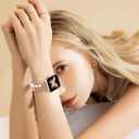 fastgo Beaded Bracelet Band Compatible with Apple Watch Band 44mm/45mm/42mm/49mm Women(Rose Gold)