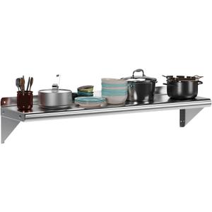 12" x 48" Stainless Steel Wall Shelf with NSF Certification - Durable Storage Solution for Kitchen, Restaurant, Garage, Laundry, Utility Room