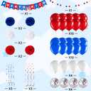 RoundFunny Puerto Rico Party Decorations Puerto Rican Decor Supplies Kit White Blue Red Flag Decorations Banner Paper Pompoms Confetti Balloons Dots Streamer for Party Supply