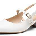 mysoft Women's Slingback Mary Jane Pumps Block Low Heel Adjustable Buckle Dress Shoes (11)