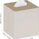 Tissue Box Cover Square PU Leather Facial Tissue Box Holder for Dresser Bathroom Decor (Beige)