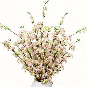 5 PCS Artificial Flowers Branches - 41 Inches Faux Snow Willow with Long Stem for Vase Arrangement DIY Bouquets Table Centerpieces Garden Wedding Office Home Decor - Pink