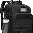 17 Inch Rolling Tactical Laptop Backpack, Underseat Travel Backpack with Wheels for Men, Roller Carry On Luggage for Travel, Business, Black