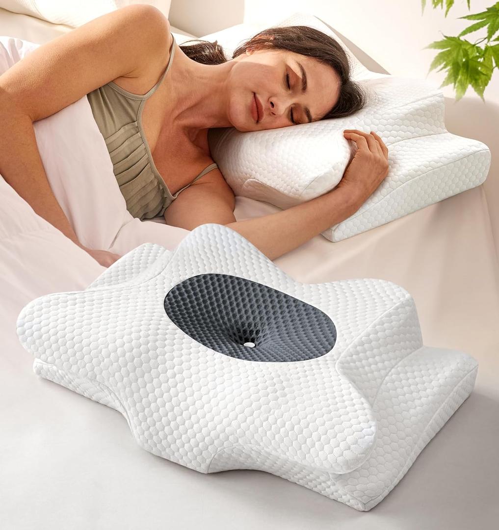 Dream Without Pain Cervical Neck Pillow for Sleeping, Ergonomic Side Sleeper Pillows for Adults, Cooling Orthopedic Pillow for Neck Relief Support, Memory Foam Pillows Back Stomach Sleepers (King, Gray)
