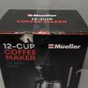 Mueller 12-Cup Drip Coffee Maker - Borosilicate Carafe, Auto-Off, Reusable Filter, Anti-Drip, Keep-Warm Function, Clear Water Level Window Coffee Machine, Kitchen Essentials & Accessories (Black)