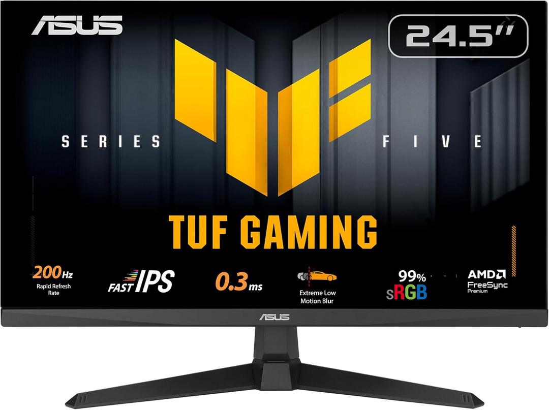 ASUS TUF Gaming 24.5 1080P Monitor (VG259Q5A) Full HD, 200Hz, 0.3ms, Fast IPS, Extreme Low Motion Blur, FreeSync Premium, Speakers, DisplayWidget Center
