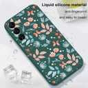 for Samsung Galaxy S22 Case, Case for S22 Galaxy Liquid Silicone Soft Slim Fashion Design Flower Phone Protective Phone Cover 6.1"-Leaf Green