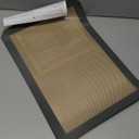 Amazon Basics Silicone Rectangular Baking Mat, Non-Stick Reusable Oven Bakeware, 16.5" x 11.6", New Beige/Gray, Pack of 2