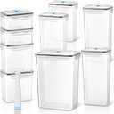 LemonRoad 9 Set Vacuum Seal Storage Food Containers with Lids (9 containers &9 Lids &1 Hand Vacuum Pump), Premium Airtight Food Storage, Airtight and Leak Proof (Black)
