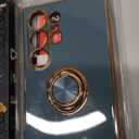 Gritup for Samsung Galaxy S24 Ultra Case: with 2Pcs Screen Protector, 360 Rotation Ring Holder Magnetic Kickstand Plating Gold Edge Soft TPU Shockproof Protective Cover for S24 Ultra, Gray