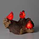 Evergreen Garden 5" H Solar Cardinal Family On Wooden Log, Garden Statues Bird with Solar Outdoor Light for Garden Decor, Cardinals Figurine Decorations for Home Decoration, Housewarming Gifts