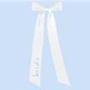 Bride to Be Embroidered Hair Bow, White and Blue Hair Bow, Bachelorette Party Decorations, Elegant Bridal Accessory, Bridesmaid Gift, Wedding Headband, Engagement Gift