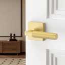 Asidrama 4 Pack Gold Privacy Door Handles, Door Lever with Door Knobs Indoor for Bedroom or Bathroom, Heavy Duty Door Handles Interior with Locks for Left Right Sided Doors