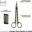Fiskars Plant Detailer Snips & Holder, Precision Indoor Gardening Tool for Trimming & Pruning Dense Foliage, Long Reach Stainless Steel Micro-Tip Blades for Clean Cuts and Healthy Plant Growth, 6"