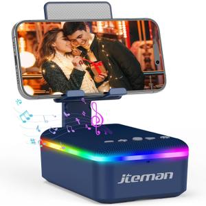 JTEMAN Gifts for Men Women,Cell Phone Stand with Bluetooth Speaker,LED Light,and Lanyard,Cool Tech Gadgets,Unique Birthday Gifts for Men Husband Mom Dad-Blue