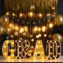 VIHOSE 2026 Graduation Grad Light up Sign, 4 LED Marquee Light up Letter''grad''sign Decorations for Kindergarten Preschool High School College Wall Table Decor Party Supplies(Black & Gold)