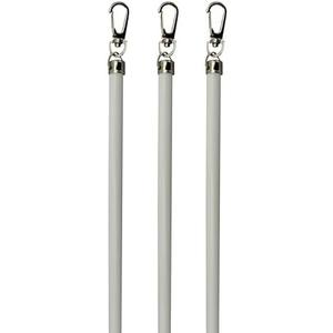 Generic White Aluminum Drapery Curtain Wand Pull Rod w/Swivel Snap & Handle White (6 Pack - 48""), Silver