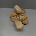 Coutgo Womens Wedge Platform Sandals Espadrilles Two Strap Woven Slip On Summer Cute Slide Sandals (8.5, Khaki)