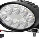 Oval 40W Tractor Cap Roof LED Work Light 12V Flood Compatible with Case TractorJD Cat Clear