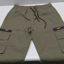 Men's Casual Cargo Pants Elastic Waist Breathable with Pockets (Large, Green)