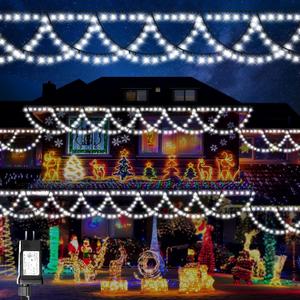 40FT 380 LED Icicle Lights, Waterproof Outdoor Indoor, END to END Connect, Christmas String Lights for Decorations (White)