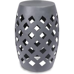 Vipush Outdoor Lace Cut Iron Side Table, Patio Garden Stool Coffee End Table Nightstand for Small Spaces, Living Room, Front Porch, Poolside, Gray (Grey)