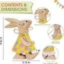 4 Pack Easter Bunny Table Decorations Wooden Spring Bunnies Ornament Wood Farmhouse Rabbit Decor for Tabletop Tiered Tray Shelf Mantel Party Home Outdoor Indoor Decor