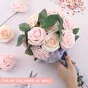 100 Pieces Artificial Foam Rose Flowers Faux Bouquet with Leaves and Stems for DIY Wedding Bouquets Centerpieces Bridal Shower Party Valentine Home Decorations(Pink, Champagne)
