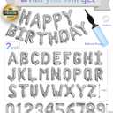 76pcs Happy Birthday Balloon Banner, Silver Balloons Letters, Personalized 16" Mylar Foil Birthday Decorations includes 2 Sets A- Z, 1 set Number 0-9 and "HAPPY BIRTHDAY" letters (with Balloon Pump)