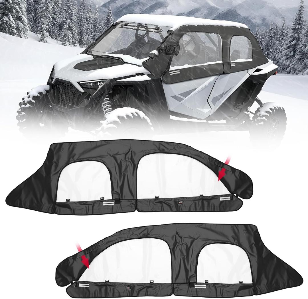 KEMIMOTO PRO XP4 Cab Enclosure Upper Doors Compatible with 2020-2026 Polaris RZR PRO XP4, Upgraded YKK Zipper with Backup Zipper Winter Solution Upper Window Replace 2884665