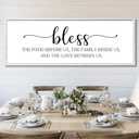 Rutiyoka Bless the Food Before Us Sign Framed Farmhouse Dining Room Wall Decor Large 42"15" Wood Kitchen Wall Art White